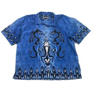 Steve & Barry's Club Shirt Mens XXL Blue Short Sleeve Loungewear Dragon Print